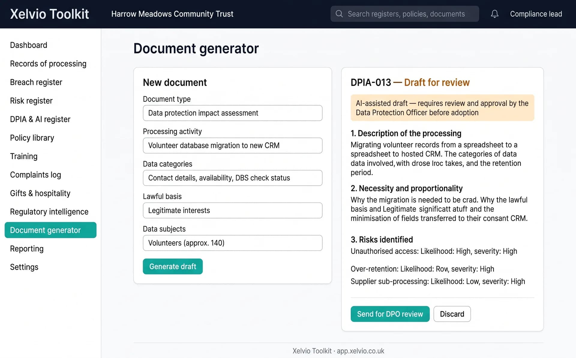 Toolkit document generator
